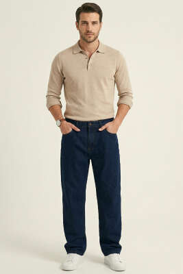 Regular Fit Cepli Erkek Kot Pantolon Lacivert - Erkek Pantolon