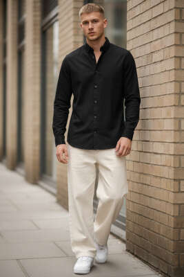 Regular Fit Erkek Gömlek Siyah - Erkek Gömlek