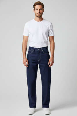 Regular Fit Erkek Kot Pantolon Lacivert - Erkek Jean