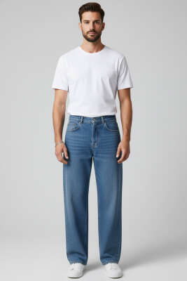 Regular Fit Erkek Kot Pantolon Mavi - Erkek Pantolon
