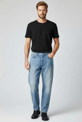 Regular Fit Erkek Kot Pantolon Turkuaz - Erkek Pantolon