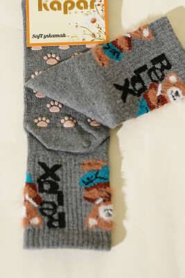 Relax Baskılı Sakallı Soket Çorap Gri - Soket Çorap