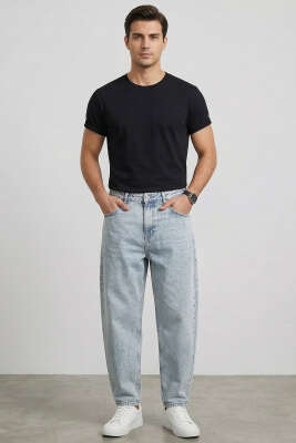 Relax Fit Cepli Erkek Kot Pantolon Açık Kar - Erkek Pantolon