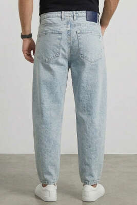 Relax Fit Cepli Erkek Kot Pantolon Açık Kar - Erkek Pantolon