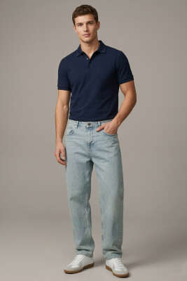 Relax Fit Cepli Erkek Kot Pantolon Kar Orta - Erkek Pantolon