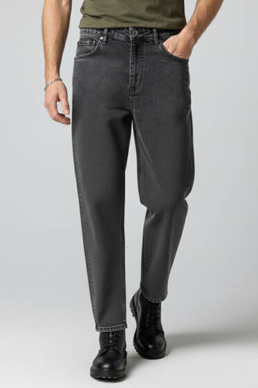 Relax Fit Erkek Kot Pantolon Siyah - Erkek Pantolon