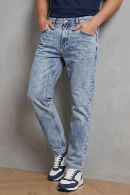 Relax Fit Kot Pantolon Mavi Kar - DEEP BROWN