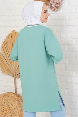 Relax Nakışlı Çağla Yeşili Tunik - Tunik