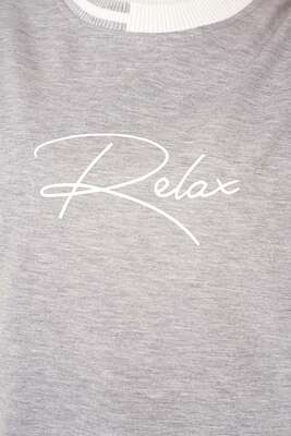 Relax Nakışlı Gri Tunik - Tunik