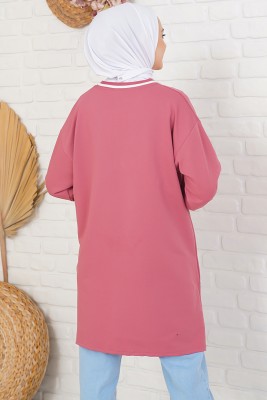 Relax Nakışlı Gül Kurusu Tunik - Tunik