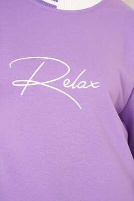 Relax Nakışlı Lila Tunik - Tunik