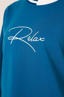 Relax Nakışlı Petrol Tunik - Tunik