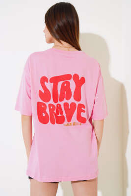 Remember Baskılı T-shirt Pembe - Kadın Giyim Modelleri