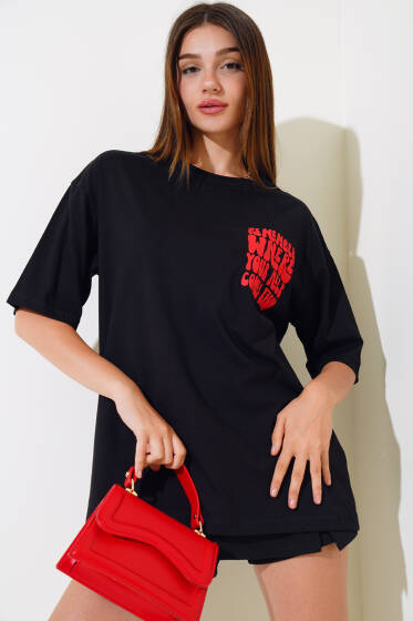 Remember Baskılı T-shirt Siyah - Yeni Giyim