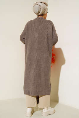 Renk Detaylı Salaş Vizon Hırka - Triko Hırka