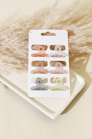 Renkli 6'lı Mini Mandal Toka Asorti - Toka