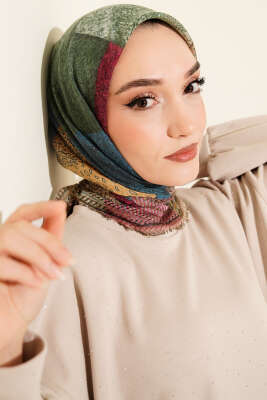 Renkli Flamu Cotton Eşarp Asorti 7 - Başörtüsü