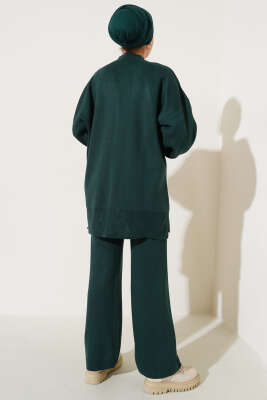 Renkli Kolyeli Basic Triko İkili Takım Zümrüt - Triko İkili Takım