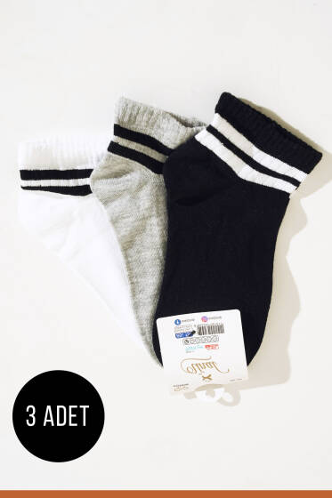 Renkli Seri Üçlü Patik Çorap Asorti 2 - KADIN ÇORAP