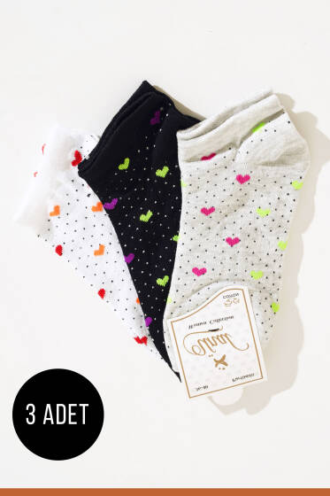 Renkli Seri Üçlü Patik Çorap Asorti 9 - KADIN ÇORAP