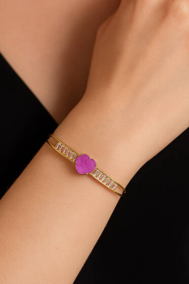 Renkli Taşlı Bileklik Mor - Bileklik