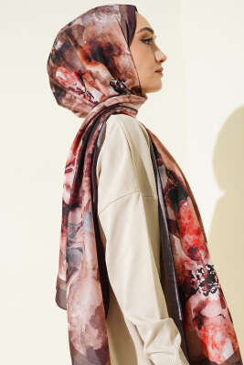 Retro Daisy Şal Acı Kahve - Başörtüsü