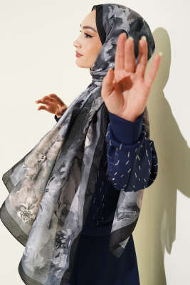 Retro Daisy Şal Antrasit