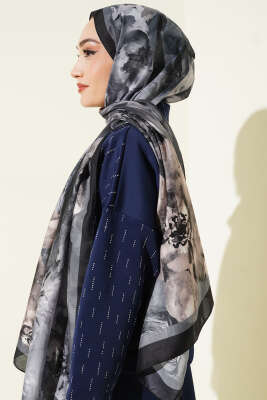 Retro Daisy Şal Antrasit - Başörtüsü