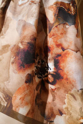 Retro Daisy Şal Bej - Başörtüsü