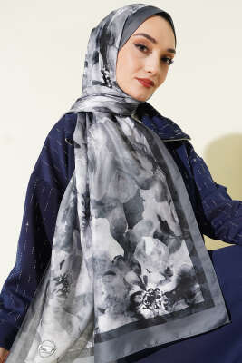 Retro Daisy Şal Füme - Başörtüsü