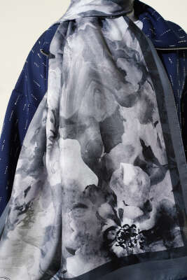 Retro Daisy Şal Füme - Başörtüsü