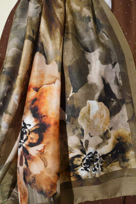 Retro Daisy Şal Haki - Başörtüsü