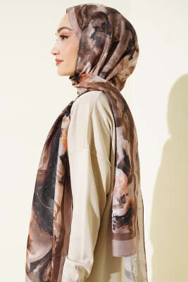 Retro Daisy Şal Kum Bej - Başörtüsü