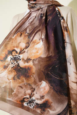 Retro Daisy Şal Kum Bej - Başörtüsü