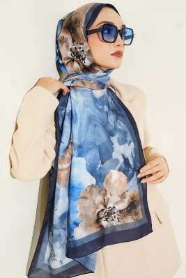 Retro Daisy Şal Lacivert - Başörtüsü