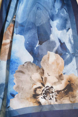 Retro Daisy Şal Lacivert - Başörtüsü