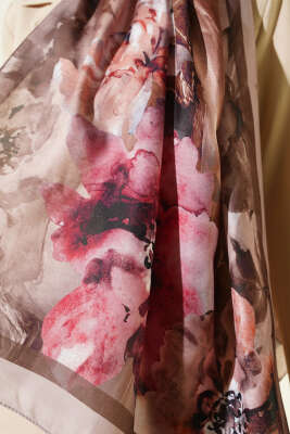 Retro Daisy Şal Latte - Başörtüsü