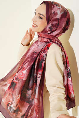 Retro Daisy Şal Mürdüm - MODA KAPRİS