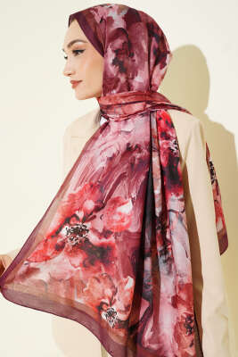 Retro Daisy Şal Mürdüm - Başörtüsü