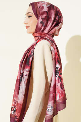 Retro Daisy Şal Mürdüm - Başörtüsü