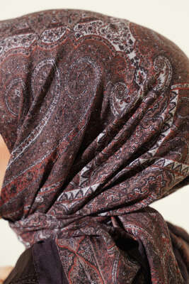 Retro Desen Bambu Kraş Eşarp Acı Kahve - Günün Seçilenleri