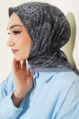 Retro Desen Bambu Kraş Eşarp Gri - Günün Seçilenleri