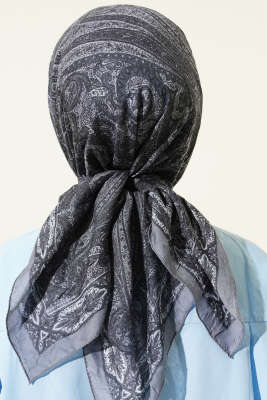 Retro Desen Bambu Kraş Eşarp Gri - Günün Seçilenleri