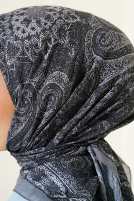 Retro Desen Bambu Kraş Eşarp Gri - Günün Seçilenleri