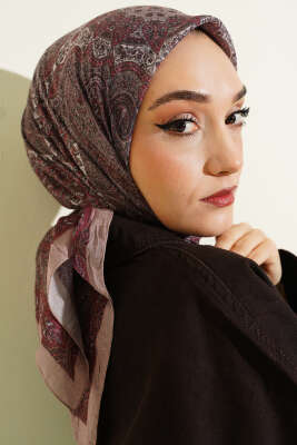 Retro Desen Bambu Kraş Eşarp Latte - Günün Seçilenleri