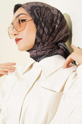 Retro Desen Bambu Kraş Eşarp Siyah Camel - Günün Seçilenleri