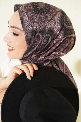 Retro Desen Bambu Kraş Eşarp Siyah Latte - Günün Seçilenleri