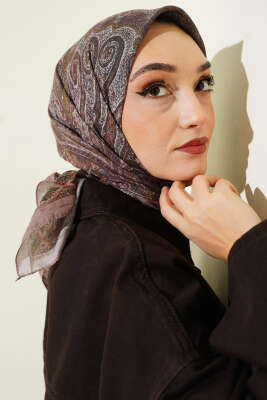 Retro Desen Bambu Kraş Eşarp Vizon - Günün Seçilenleri