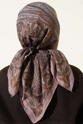 Retro Desen Bambu Kraş Eşarp Vizon - Günün Seçilenleri