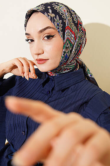 Retro Desen Elegance Eşarp Parlement - Başörtüsü